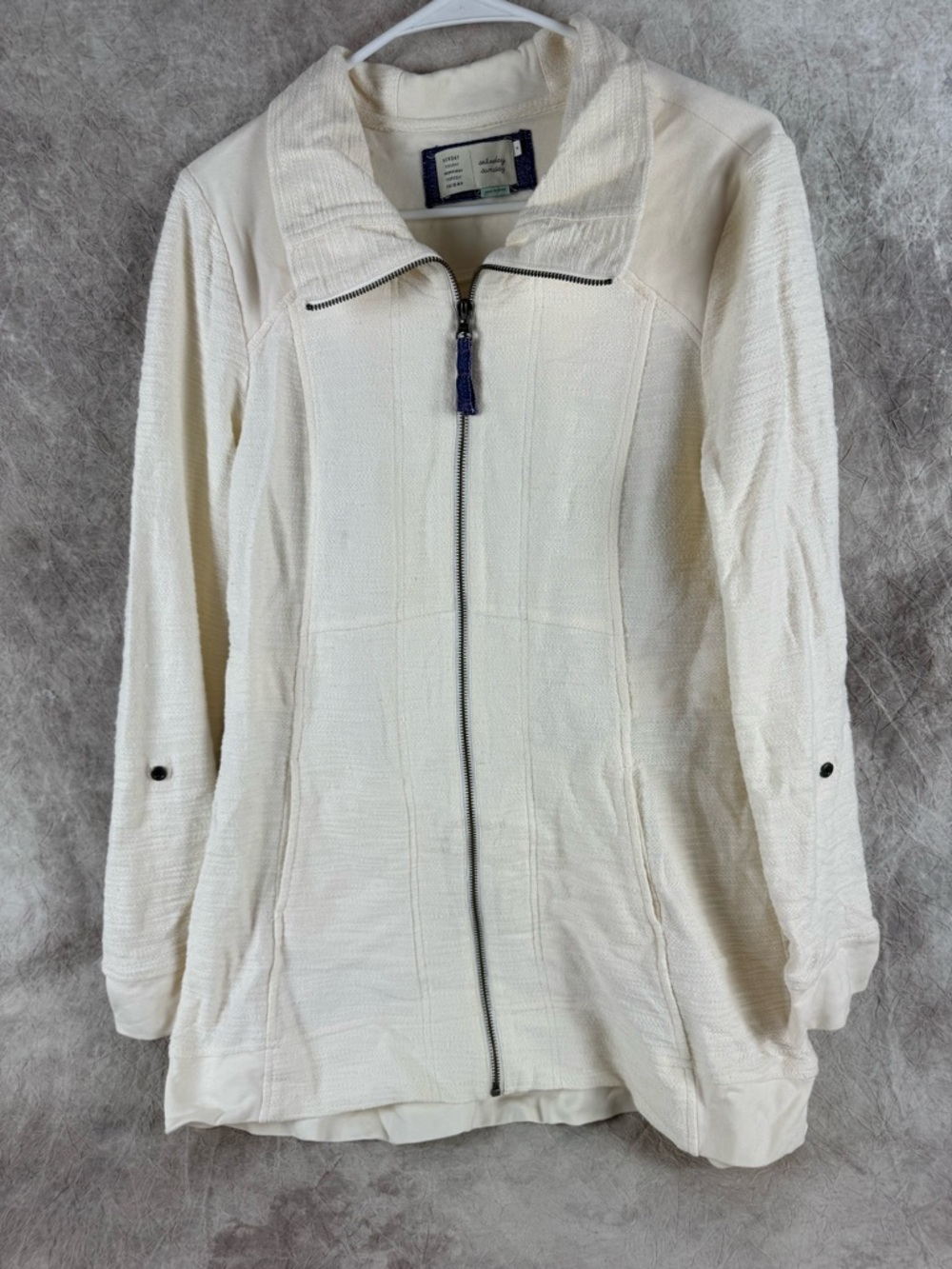 Saturday Sunday Women's Cream Utility Zip-Front Jacket Medium lightweight